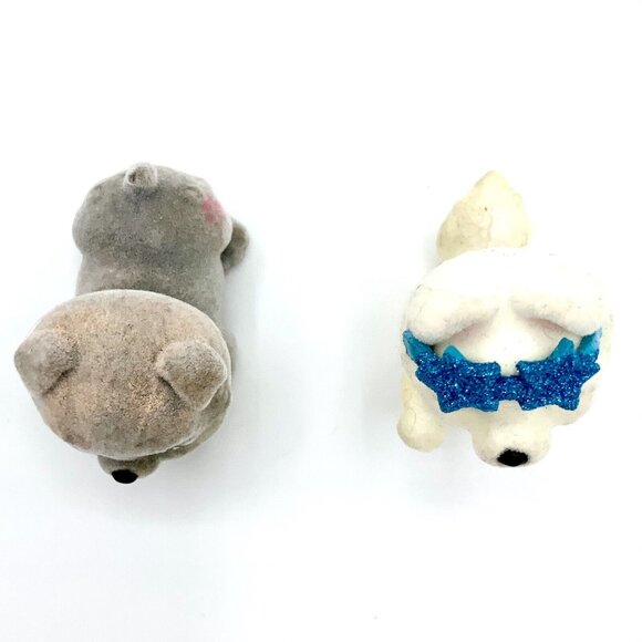 Miniature Flocked Dogs Figures Animal Puppies & Basket 1 1/4”-1 1/2” Lot Of 3 - Picture 7 of 15